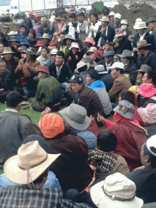 Tibetans gather to protest against coal mining in Nangchen, Aug. 6, 2014.